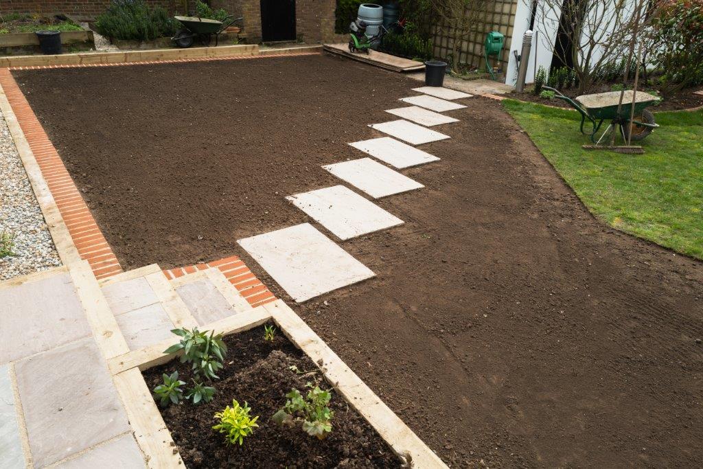 prepared soil for laying turf